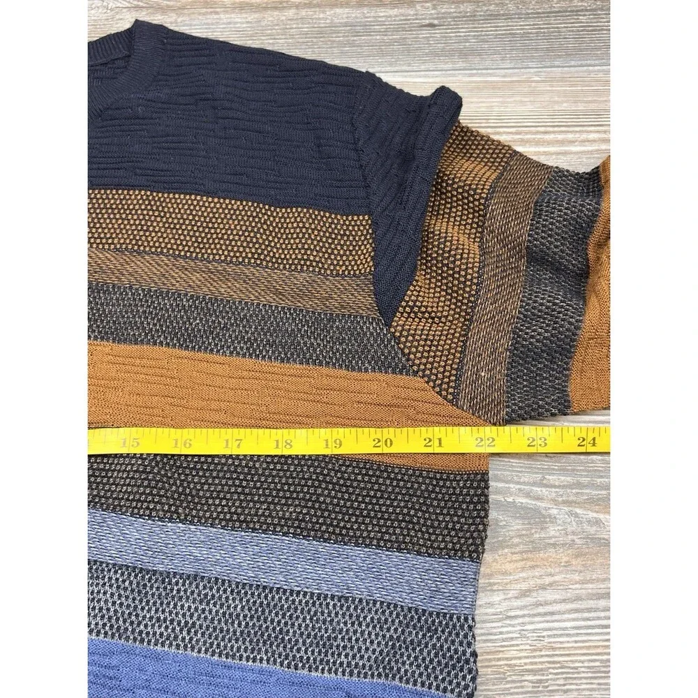Bullock & Jones Striped Virgin Wool & Acrylic Sweater‎ Size L Blue/Brown ITALY